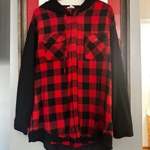 Red and Black Plaid Hoodie